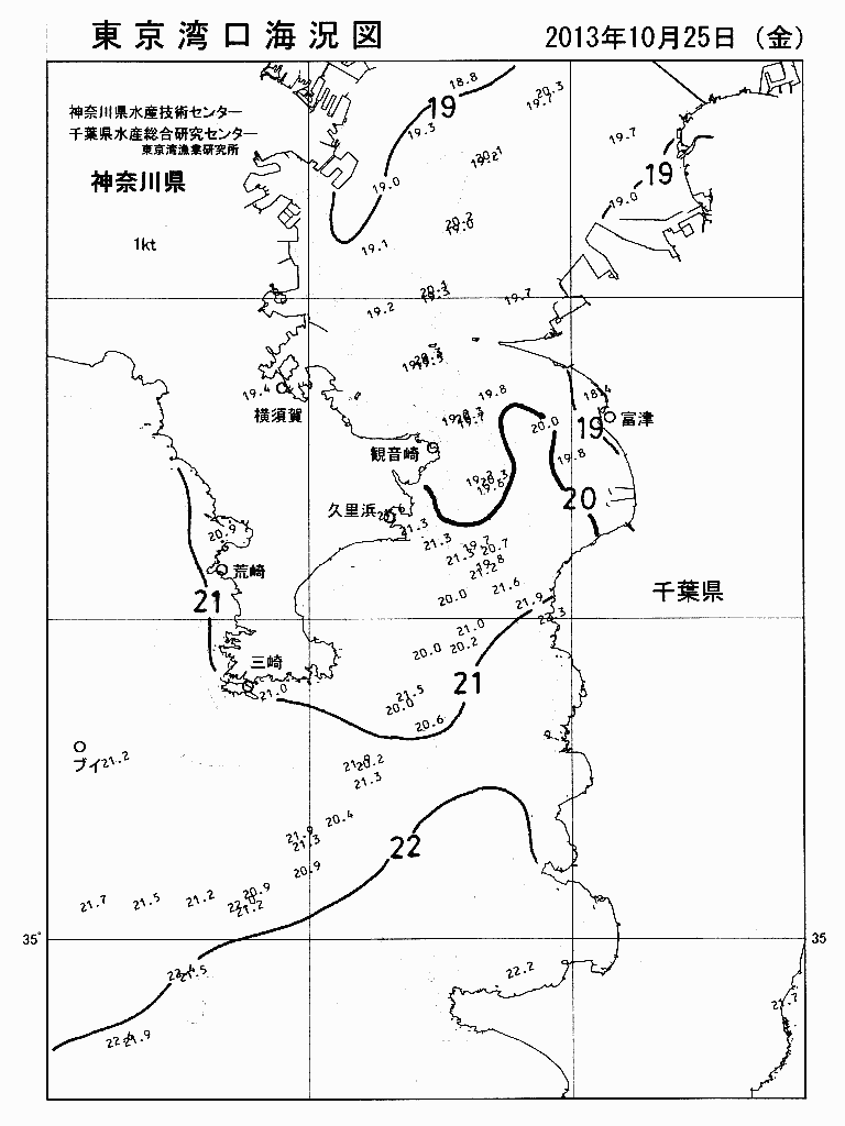 海況図, 東京湾口海況図 検索結果, (水温分布 等を図示)