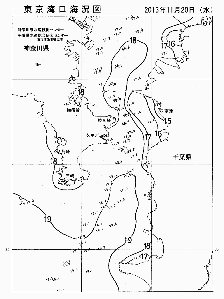 海況図, 東京湾口海況図 検索結果, (水温分布 等を図示)