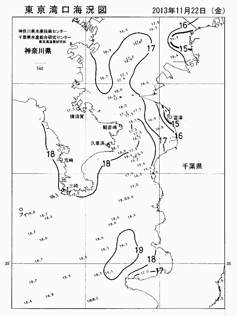 海況図, 東京湾口海況図 検索結果, (水温分布 等を図示)