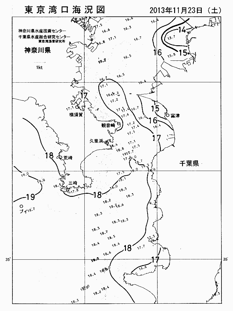 海況図, 東京湾口海況図 検索結果, (水温分布 等を図示)