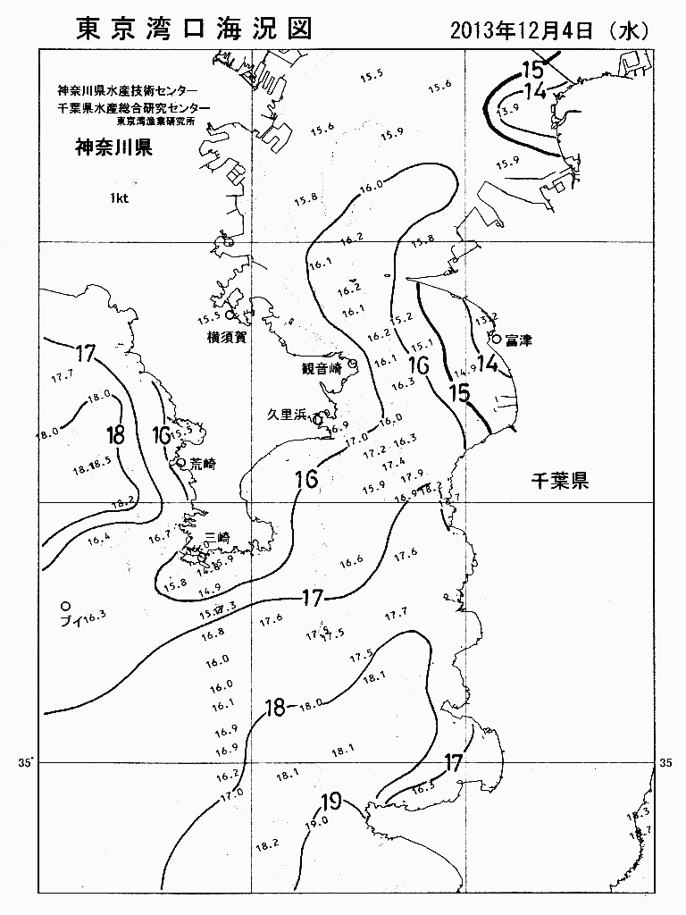 海況図, 東京湾口海況図 検索結果, (水温分布 等を図示)