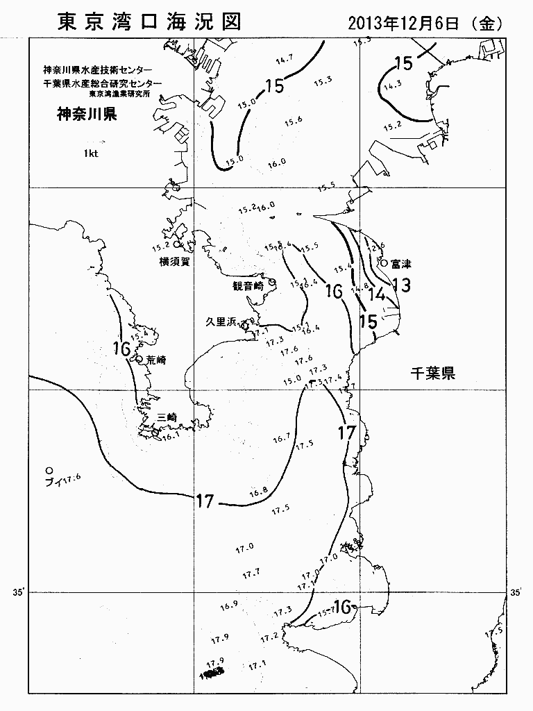 海況図, 東京湾口海況図 検索結果, (水温分布 等を図示)