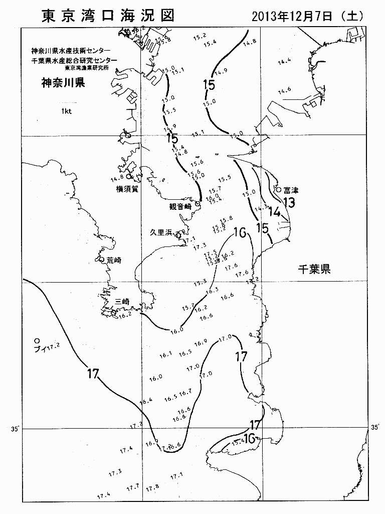 海況図, 東京湾口海況図 検索結果, (水温分布 等を図示)