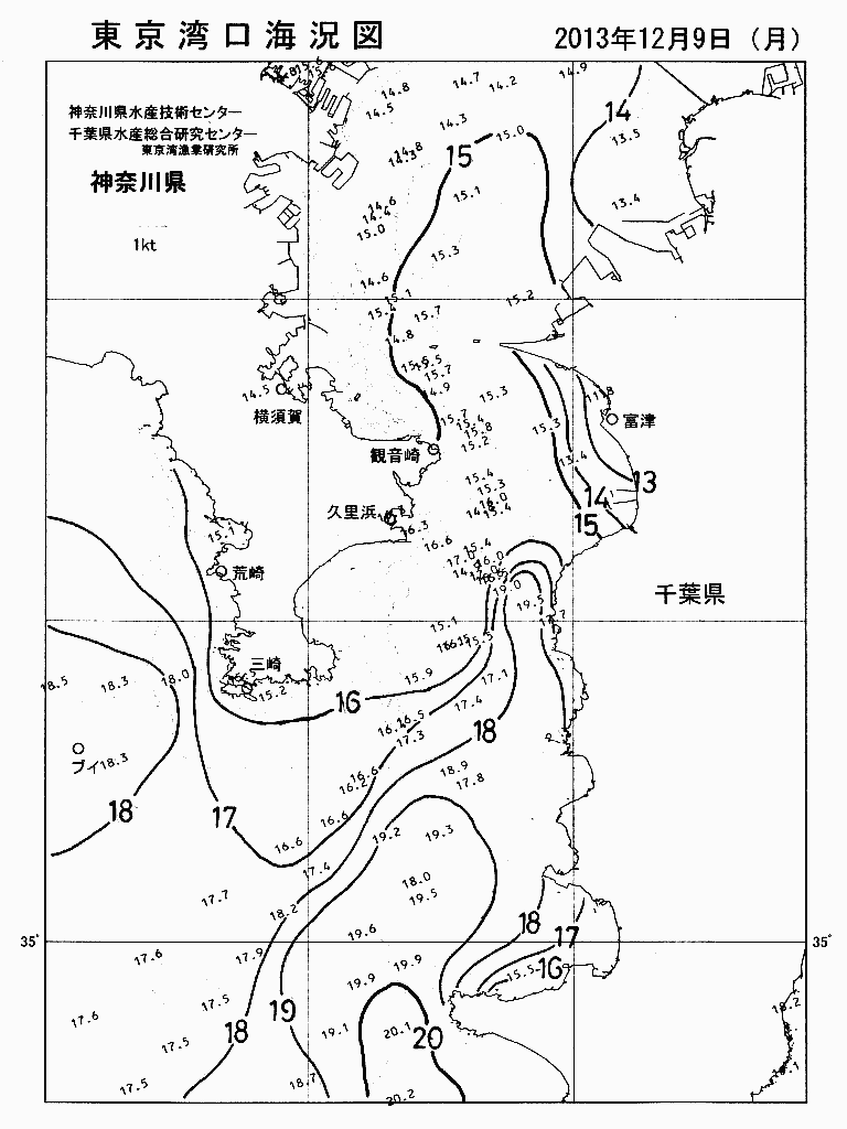 海況図, 東京湾口海況図 検索結果, (水温分布 等を図示)