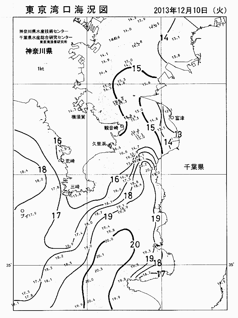 海況図, 東京湾口海況図 検索結果, (水温分布 等を図示)