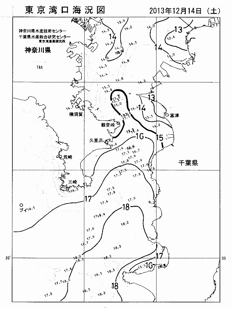 海況図, 東京湾口海況図 検索結果, (水温分布 等を図示)