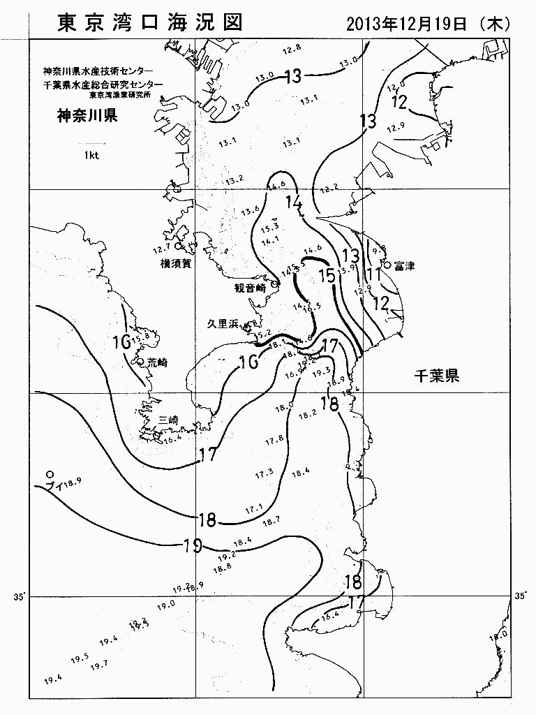 海況図, 東京湾口海況図 検索結果, (水温分布 等を図示)
