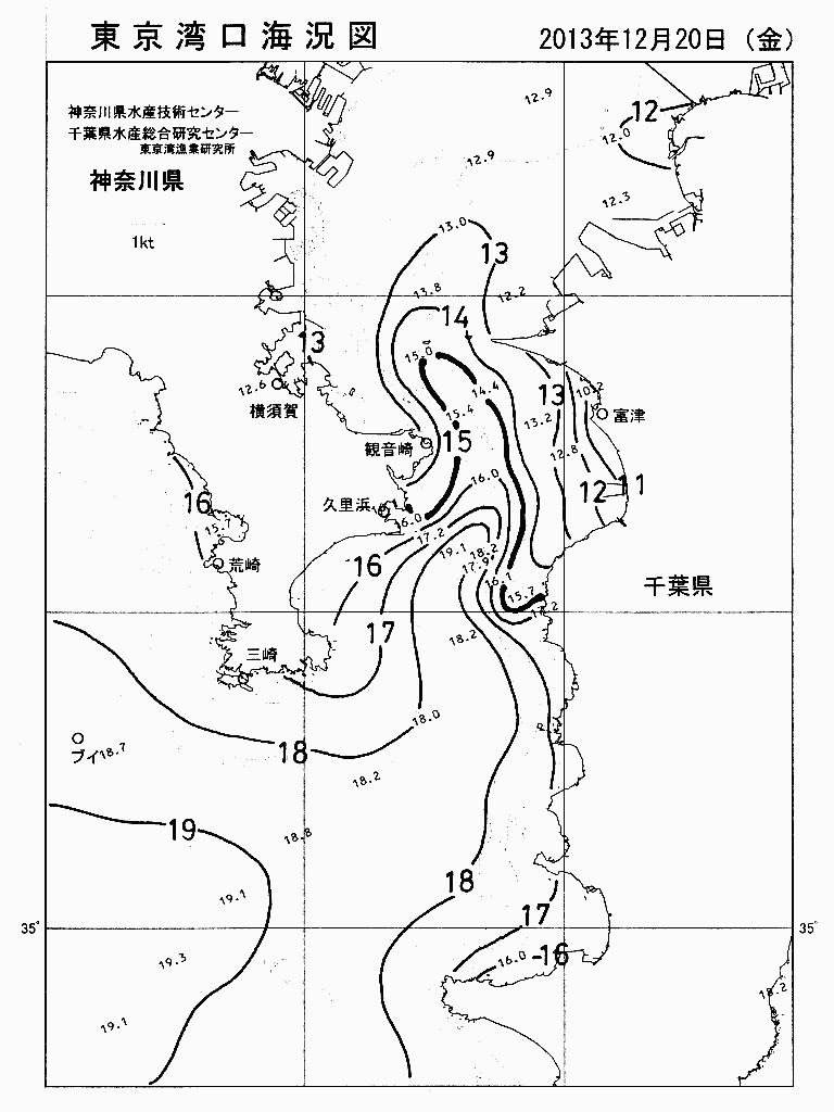 海況図, 東京湾口海況図 検索結果, (水温分布 等を図示)