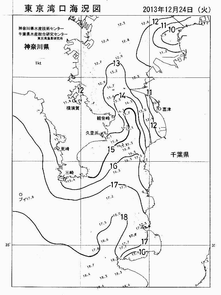 海況図, 東京湾口海況図 検索結果, (水温分布 等を図示)