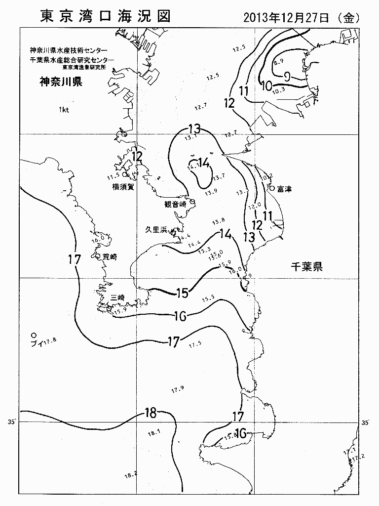 海況図, 東京湾口海況図 検索結果, (水温分布 等を図示)