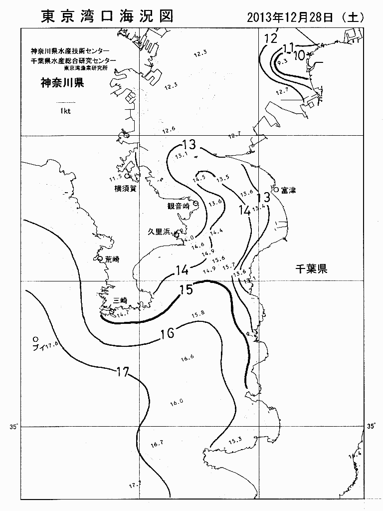 海況図, 東京湾口海況図 検索結果, (水温分布 等を図示)