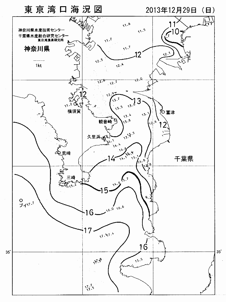 海況図, 東京湾口海況図 検索結果, (水温分布 等を図示)