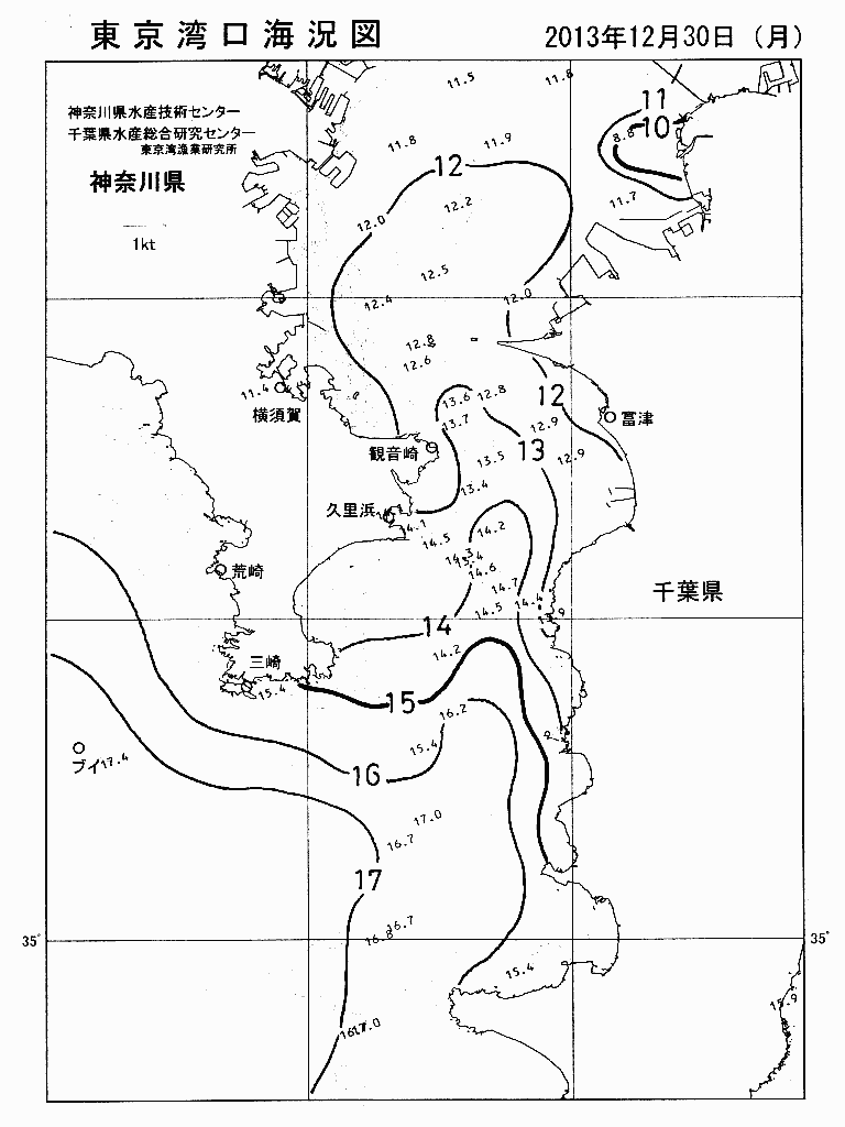 海況図, 東京湾口海況図 検索結果, (水温分布 等を図示)