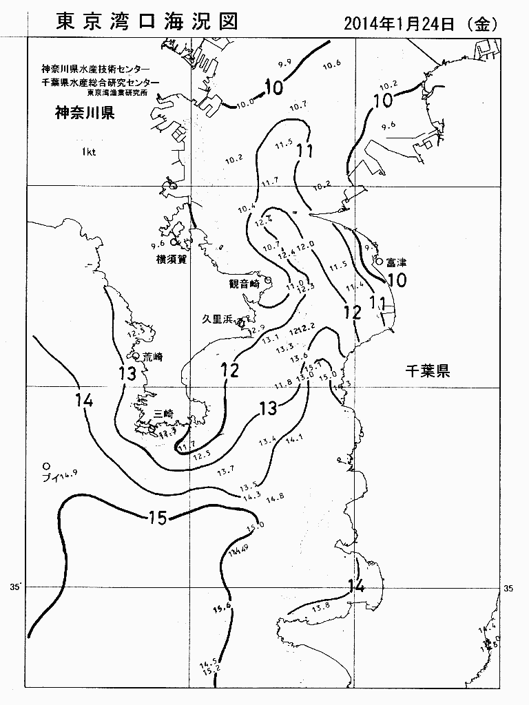 海況図, 東京湾口海況図 検索結果, (水温分布 等を図示)