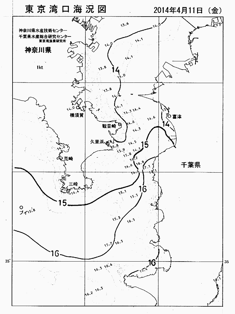 海況図, 東京湾口海況図 検索結果, (水温分布 等を図示)