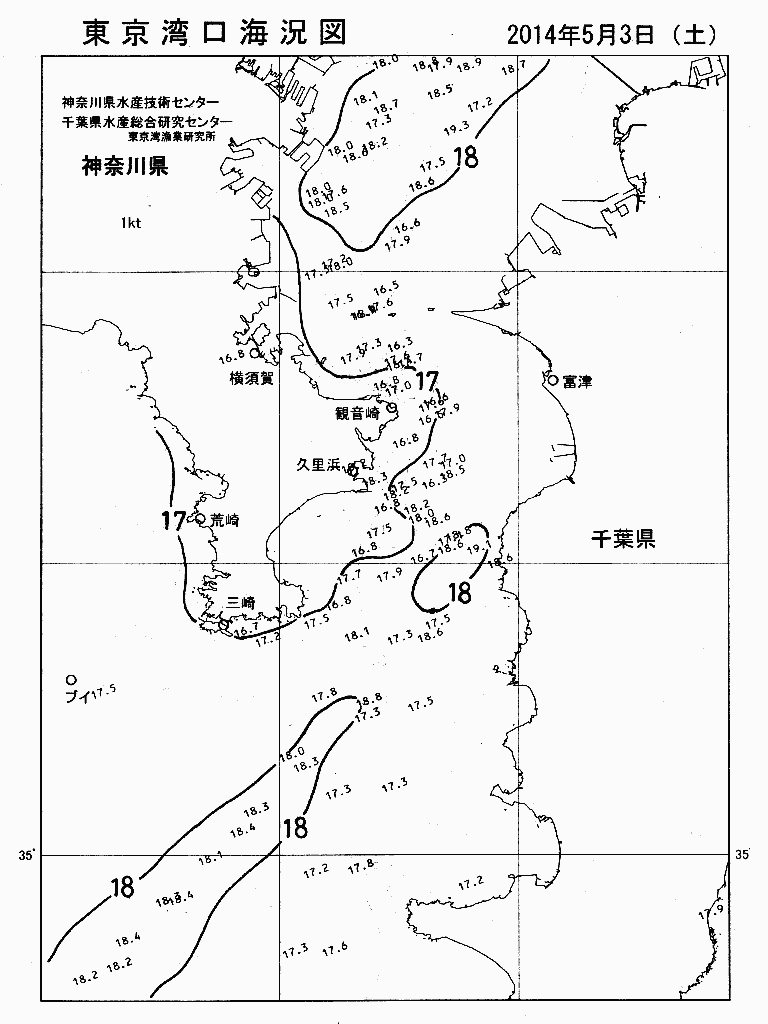 海況図, 東京湾口海況図 検索結果, (水温分布 等を図示)