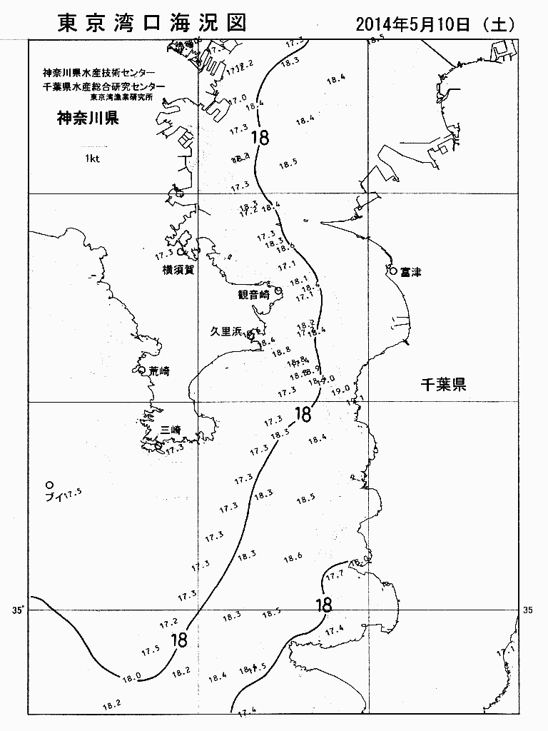 海況図, 東京湾口海況図 検索結果, (水温分布 等を図示)