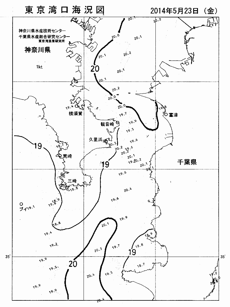 海況図, 東京湾口海況図 検索結果, (水温分布 等を図示)