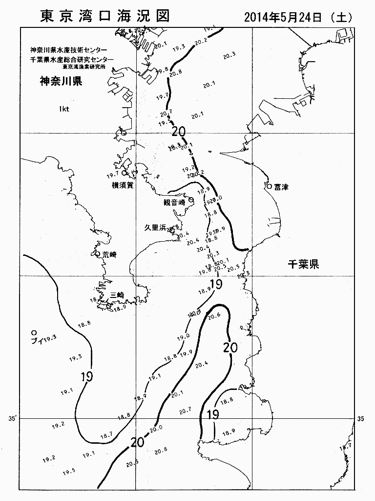 海況図, 東京湾口海況図 検索結果, (水温分布 等を図示)