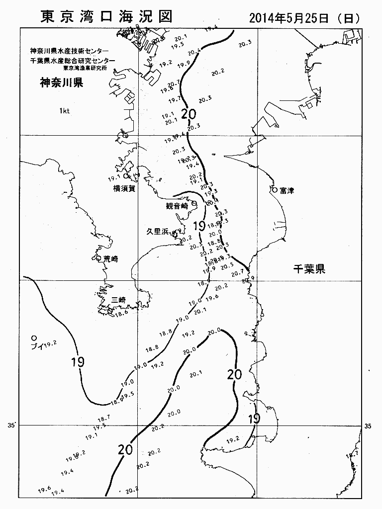 海況図, 東京湾口海況図 検索結果, (水温分布 等を図示)