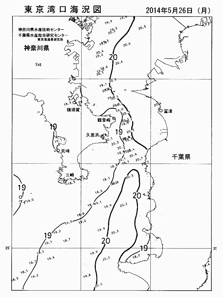 海況図, 東京湾口海況図 検索結果, (水温分布 等を図示)