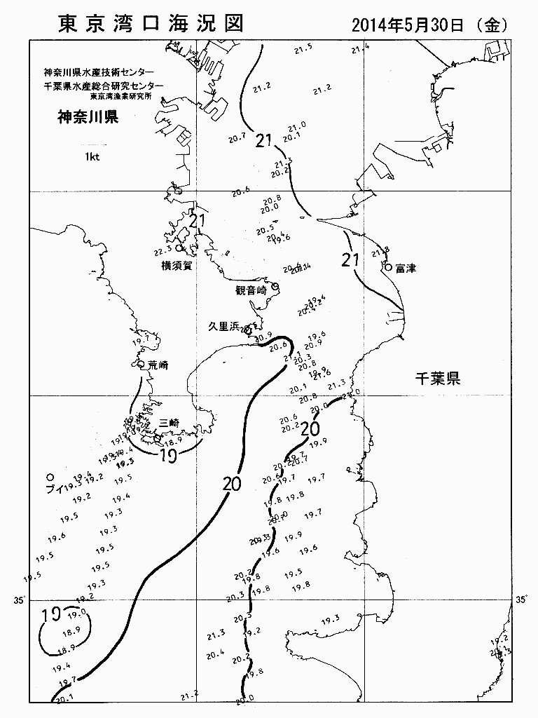 海況図, 東京湾口海況図 検索結果, (水温分布 等を図示)
