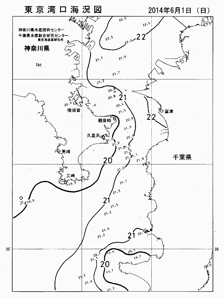 海況図, 東京湾口海況図 検索結果, (水温分布 等を図示)