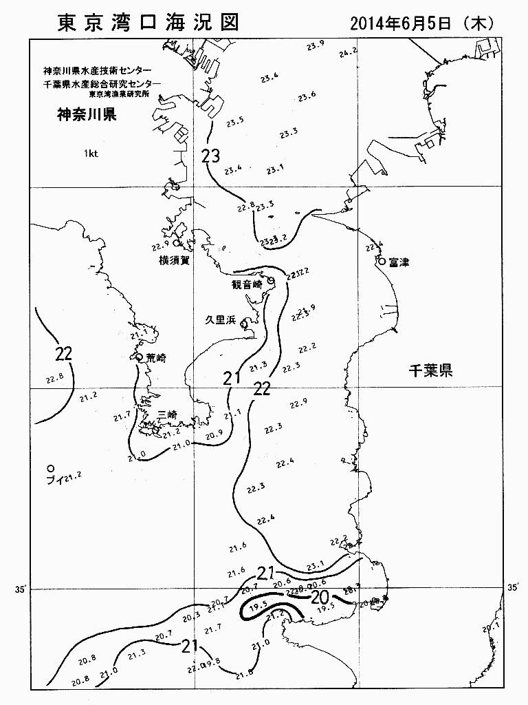海況図, 東京湾口海況図 検索結果, (水温分布 等を図示)