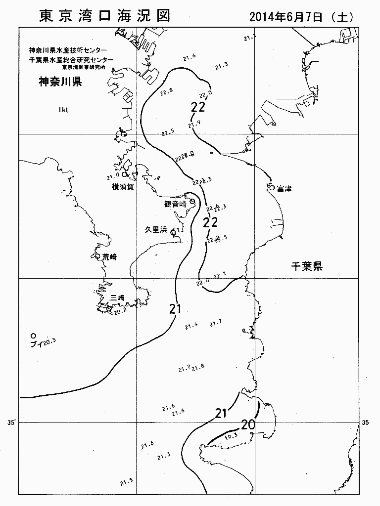 海況図, 東京湾口海況図 検索結果, (水温分布 等を図示)