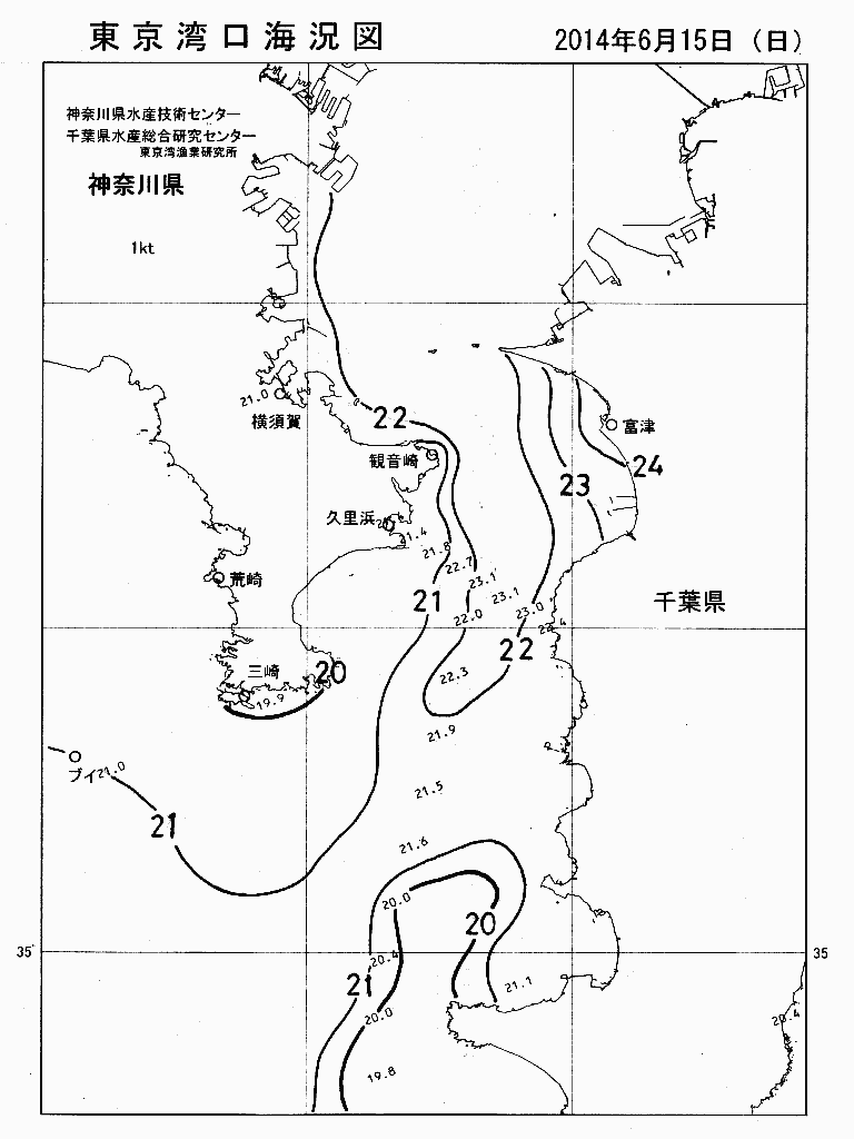 海況図, 東京湾口海況図 検索結果, (水温分布 等を図示)