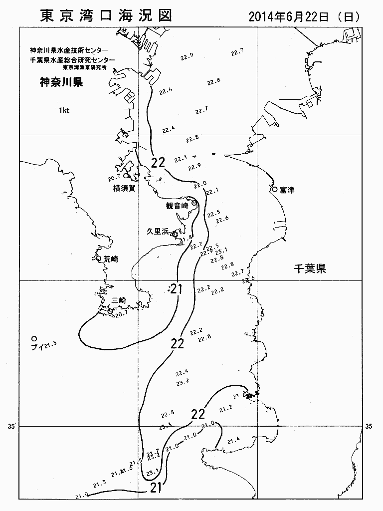 海況図, 東京湾口海況図 検索結果, (水温分布 等を図示)