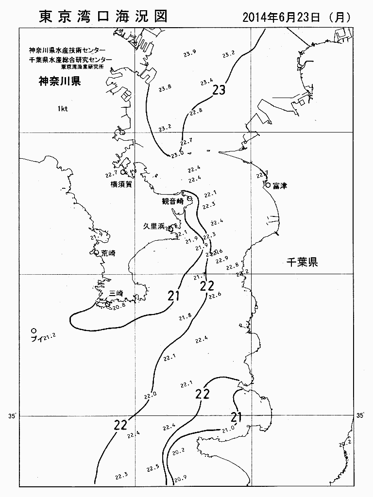 海況図, 東京湾口海況図 検索結果, (水温分布 等を図示)