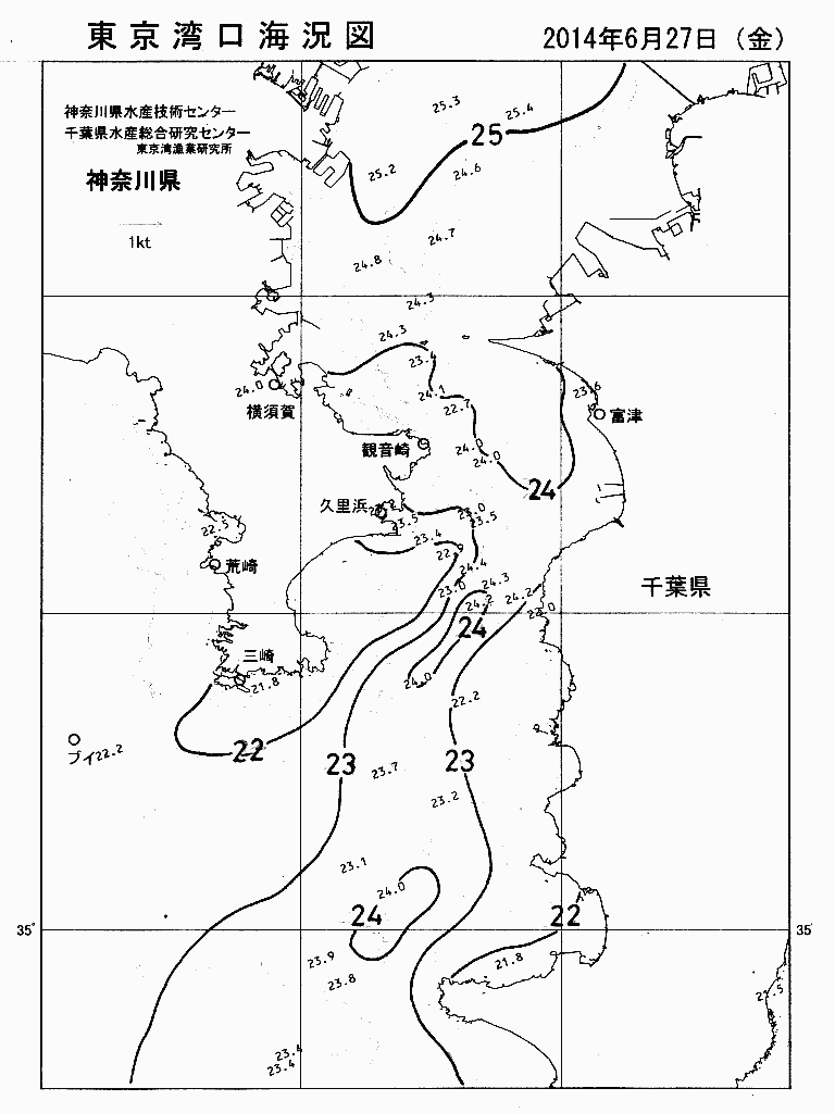 海況図, 東京湾口海況図 検索結果, (水温分布 等を図示)