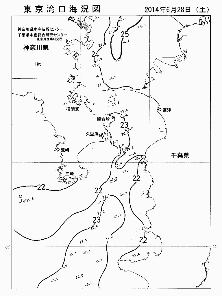 海況図, 東京湾口海況図 検索結果, (水温分布 等を図示)