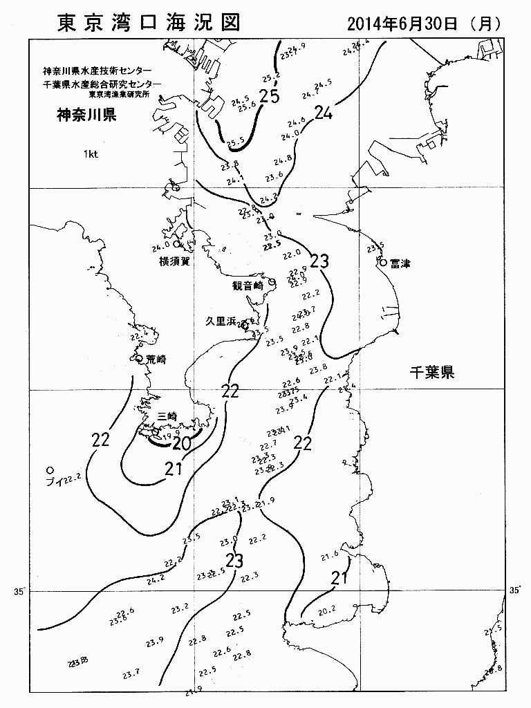 海況図, 東京湾口海況図 検索結果, (水温分布 等を図示)