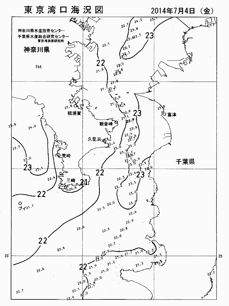 海況図, 東京湾口海況図 検索結果, (水温分布 等を図示)