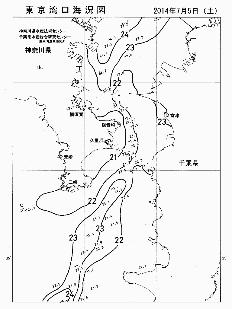 海況図, 東京湾口海況図 検索結果, (水温分布 等を図示)