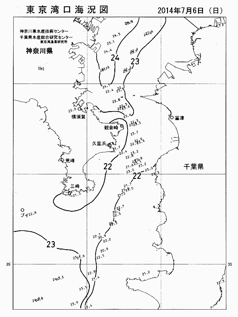 海況図, 東京湾口海況図 検索結果, (水温分布 等を図示)