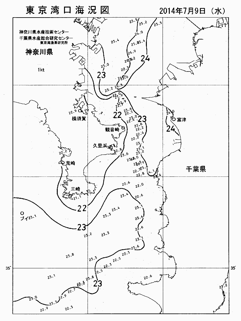 海況図, 東京湾口海況図 検索結果, (水温分布 等を図示)
