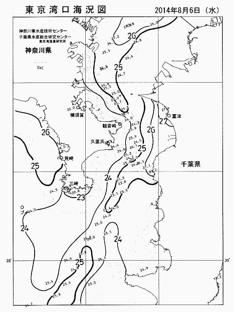 海況図, 東京湾口海況図 検索結果, (水温分布 等を図示)