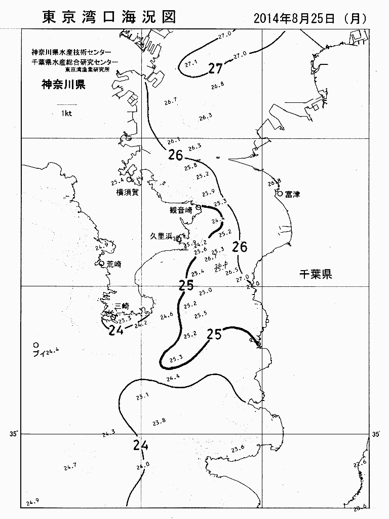 海況図, 東京湾口海況図 検索結果, (水温分布 等を図示)