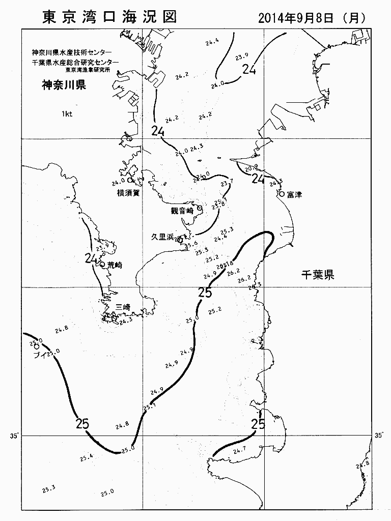 海況図, 東京湾口海況図 検索結果, (水温分布 等を図示)