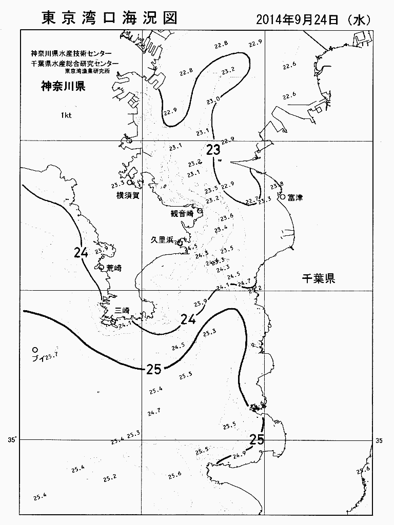 海況図, 東京湾口海況図 検索結果, (水温分布 等を図示)