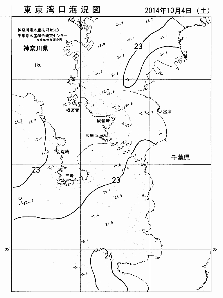 海況図, 東京湾口海況図 検索結果, (水温分布 等を図示)