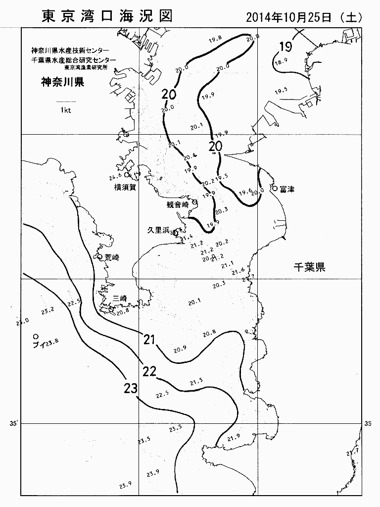 海況図, 東京湾口海況図 検索結果, (水温分布 等を図示)