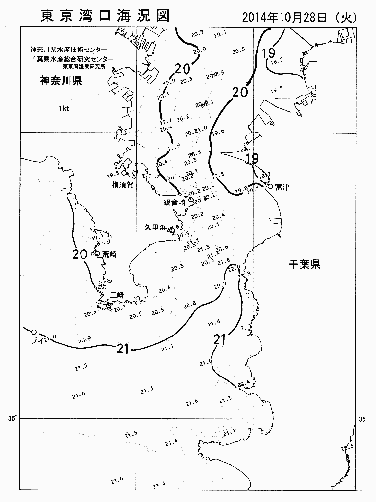 海況図, 東京湾口海況図 検索結果, (水温分布 等を図示)