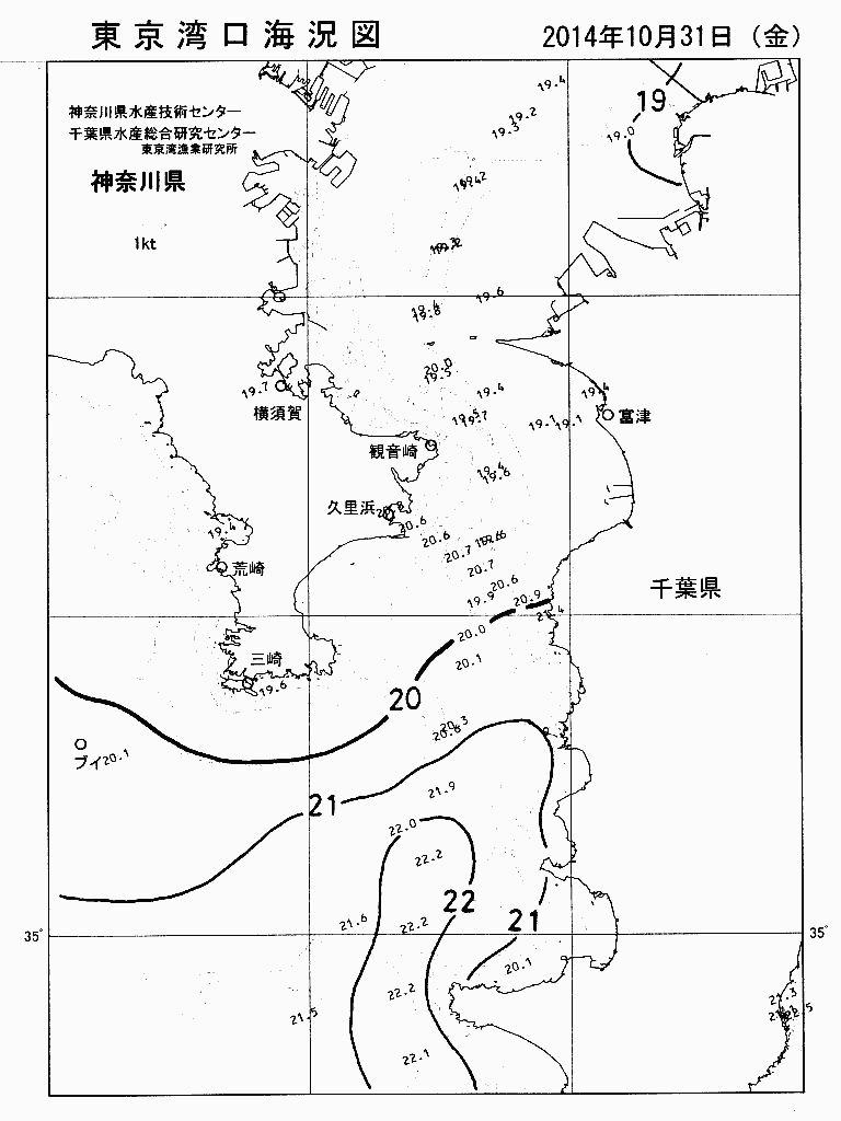 海況図, 東京湾口海況図 検索結果, (水温分布 等を図示)