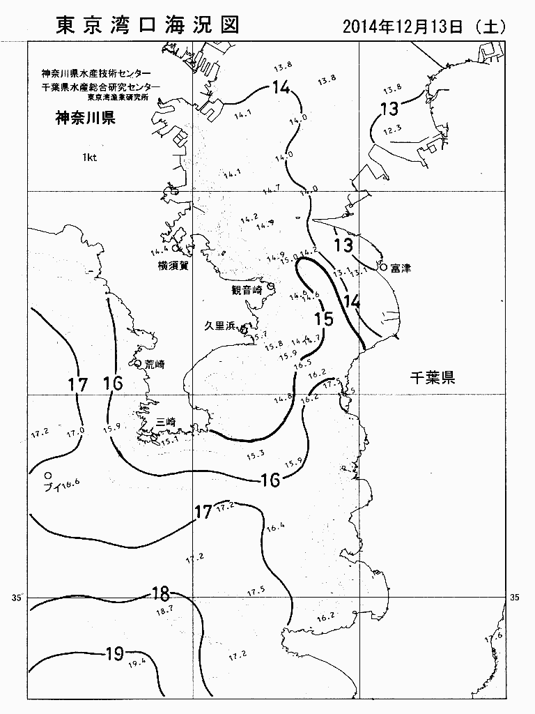 海況図, 東京湾口海況図 検索結果, (水温分布 等を図示)