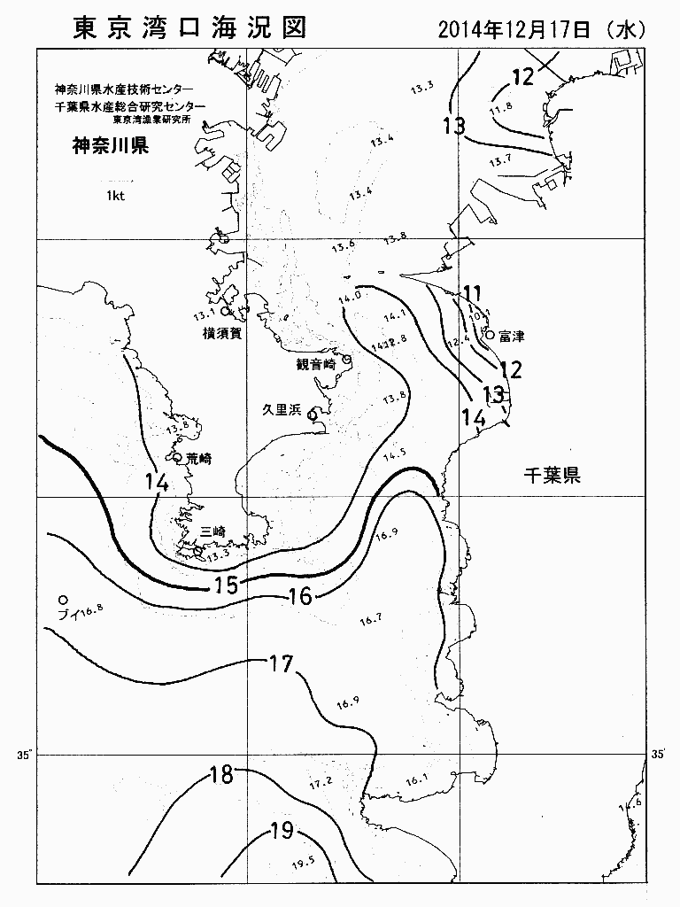 海況図, 東京湾口海況図 検索結果, (水温分布 等を図示)