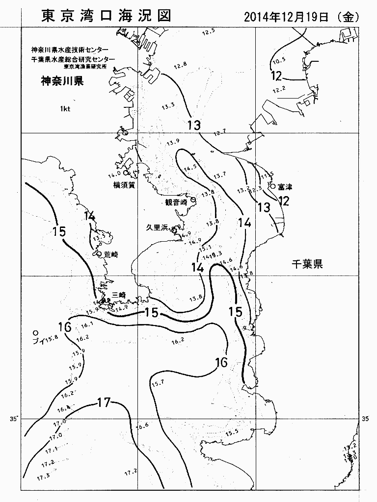 海況図, 東京湾口海況図 検索結果, (水温分布 等を図示)